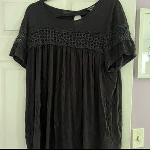 Torrid black Tshirt with crochet details size 3